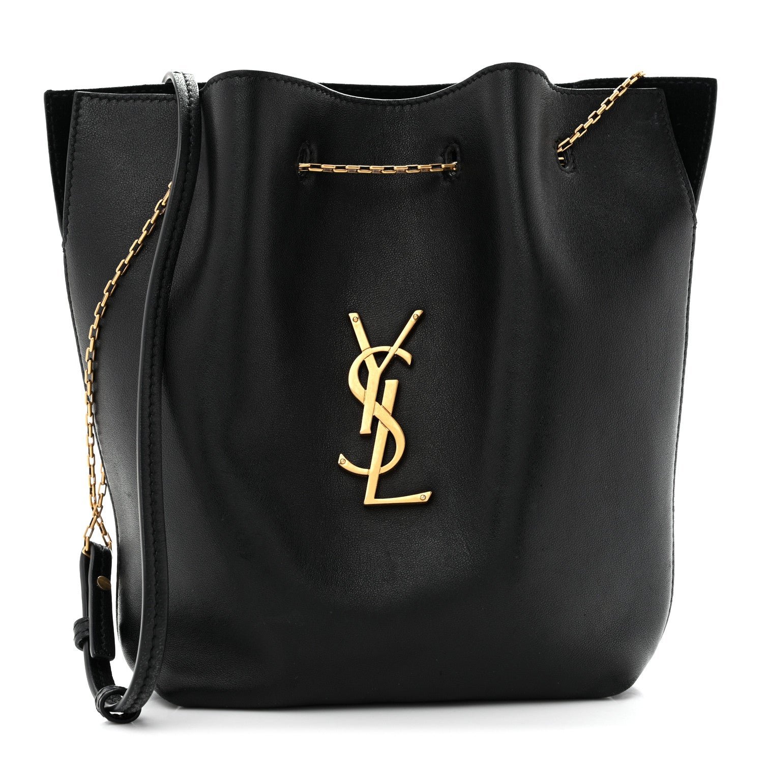 Saint Laurent Lambskin Pochon Shoulder Bag Black