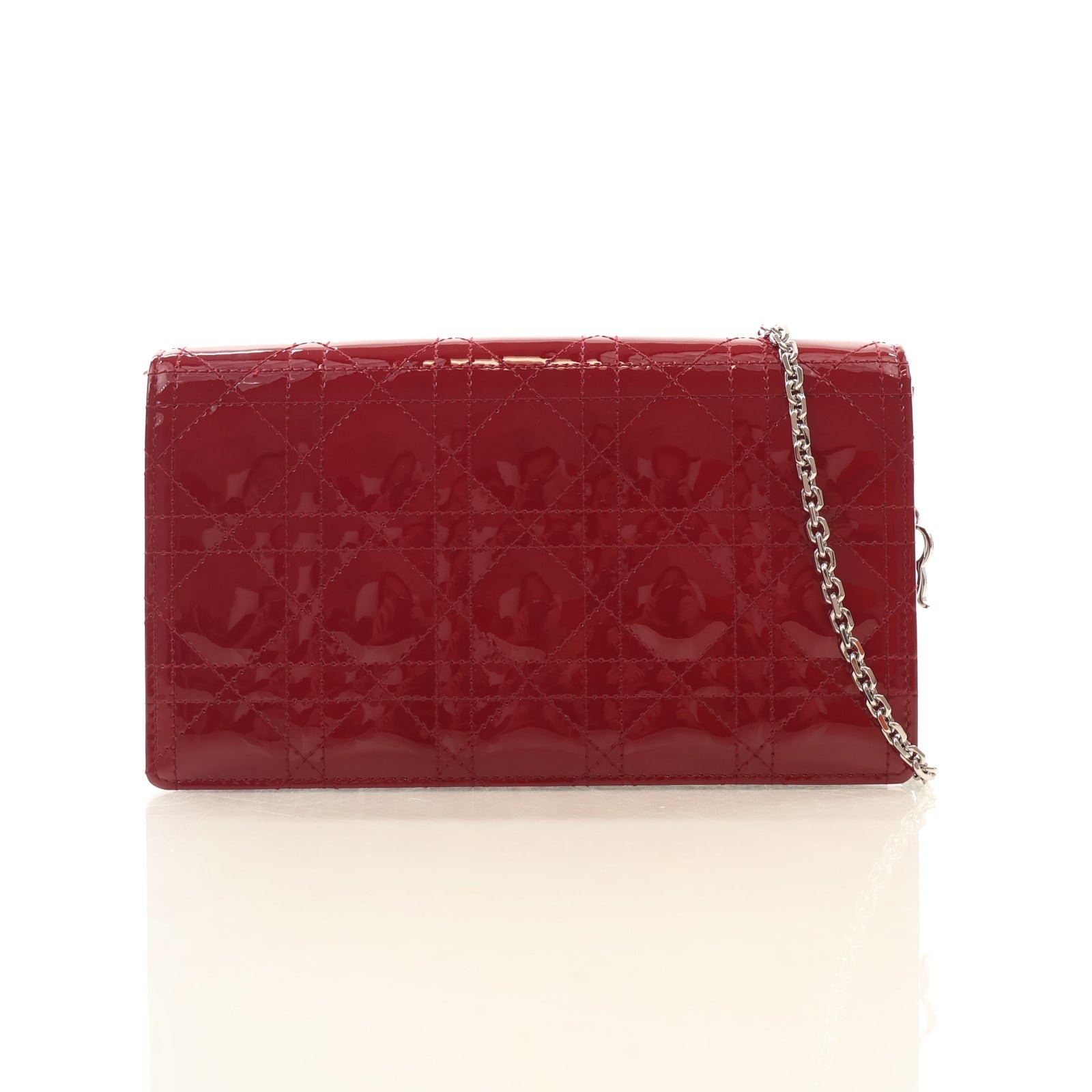 Dior Christian Dior Patent Lady Dior Pouch with Chain