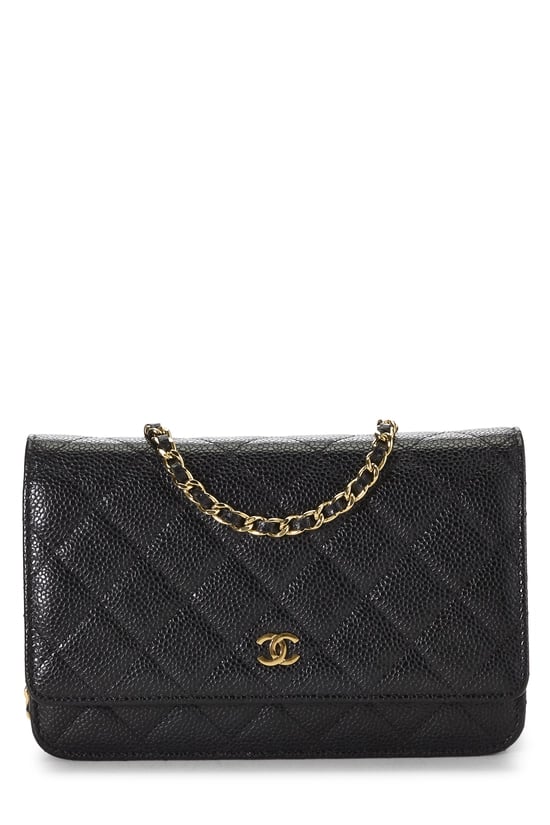 Black Quilted Caviar Classic Wallet on Chain (WOC)