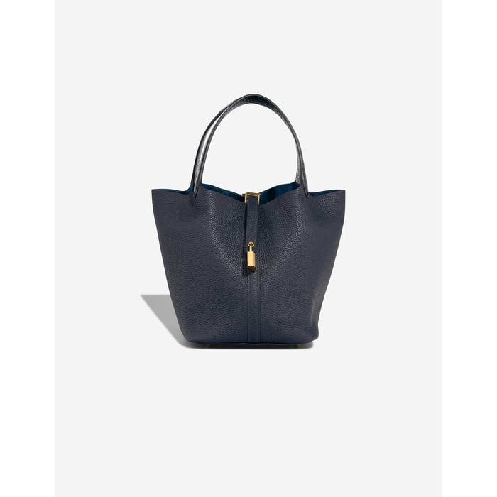 Hermes 
		Picotin Touch 22 Taurillon Clémence / Alligator Mississippi Bleu Nuit / Bleu Marine    