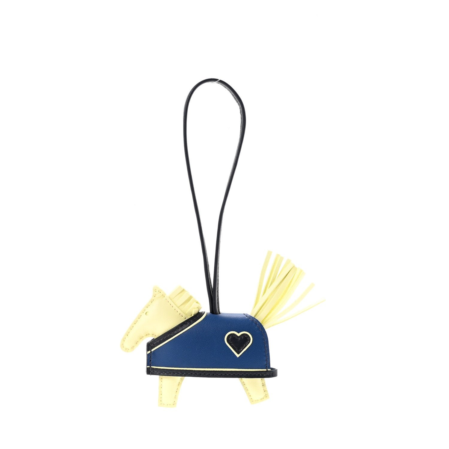 Hermes Hermes Milo Lambskin Grigri Rodeo Robeo Coeur Bag Charm PM Jaune Milton Bleu Nuit Bleu Tie