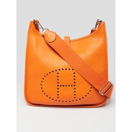 Hermes Hermes Orange Clemence Leather Evelyne GM III Bag