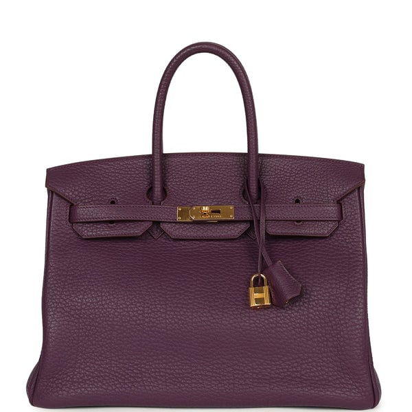 Hermes Pre-owned Hermes Birkin 35 Cassis Fjord Gold Hardware
