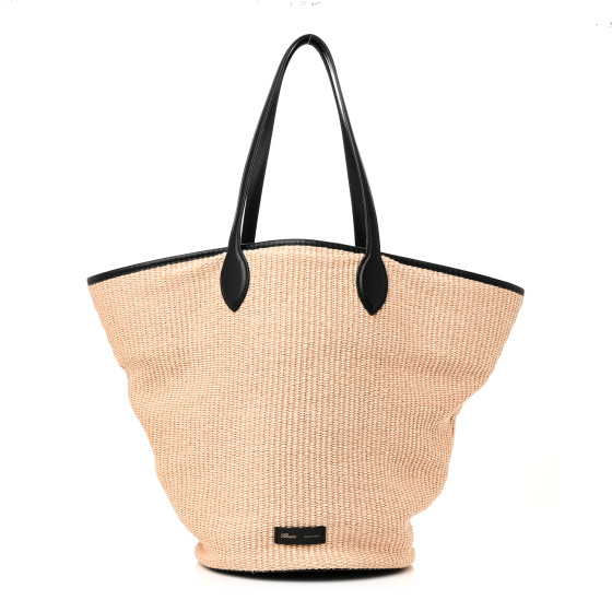 Khaite Raffia Calfskin Osa Medium Tote Natural Black
