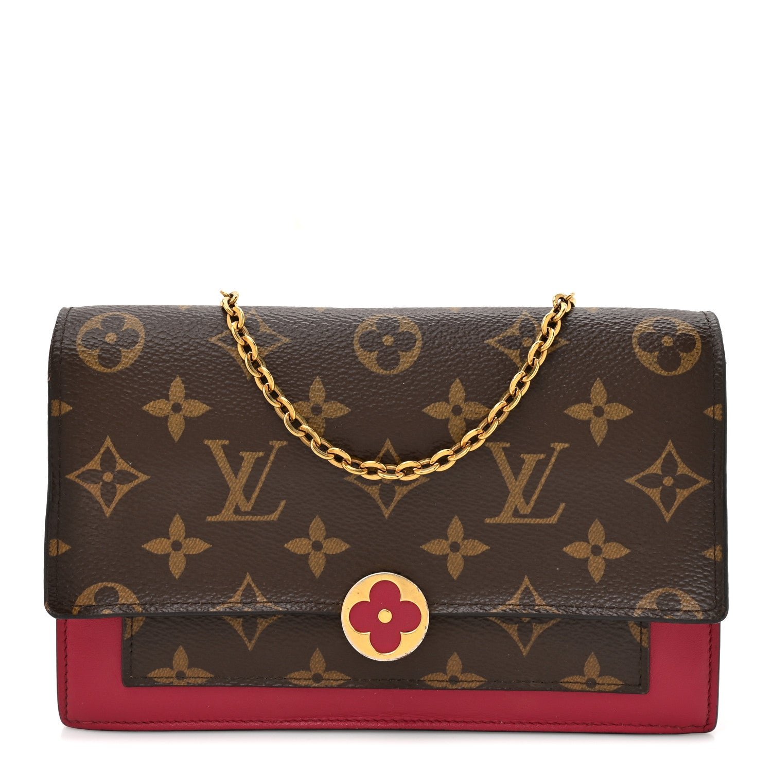 Louis Vuitton Monogram Flore Chain Wallet Fuchsia