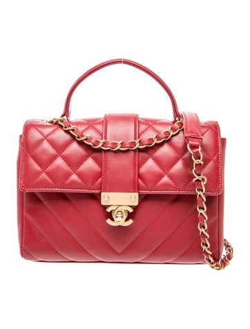 Chanel Chevron Gold Class Top Handle Bag
