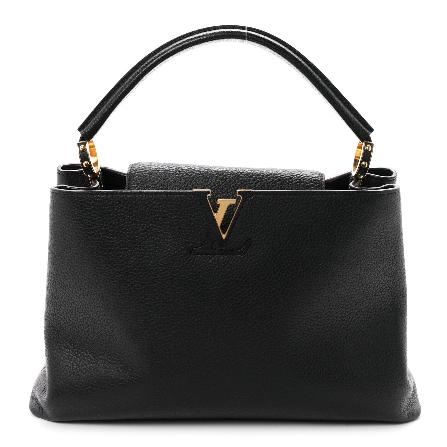 Louis Vuitton Taurillon Capucines MM Black Fuchsia
