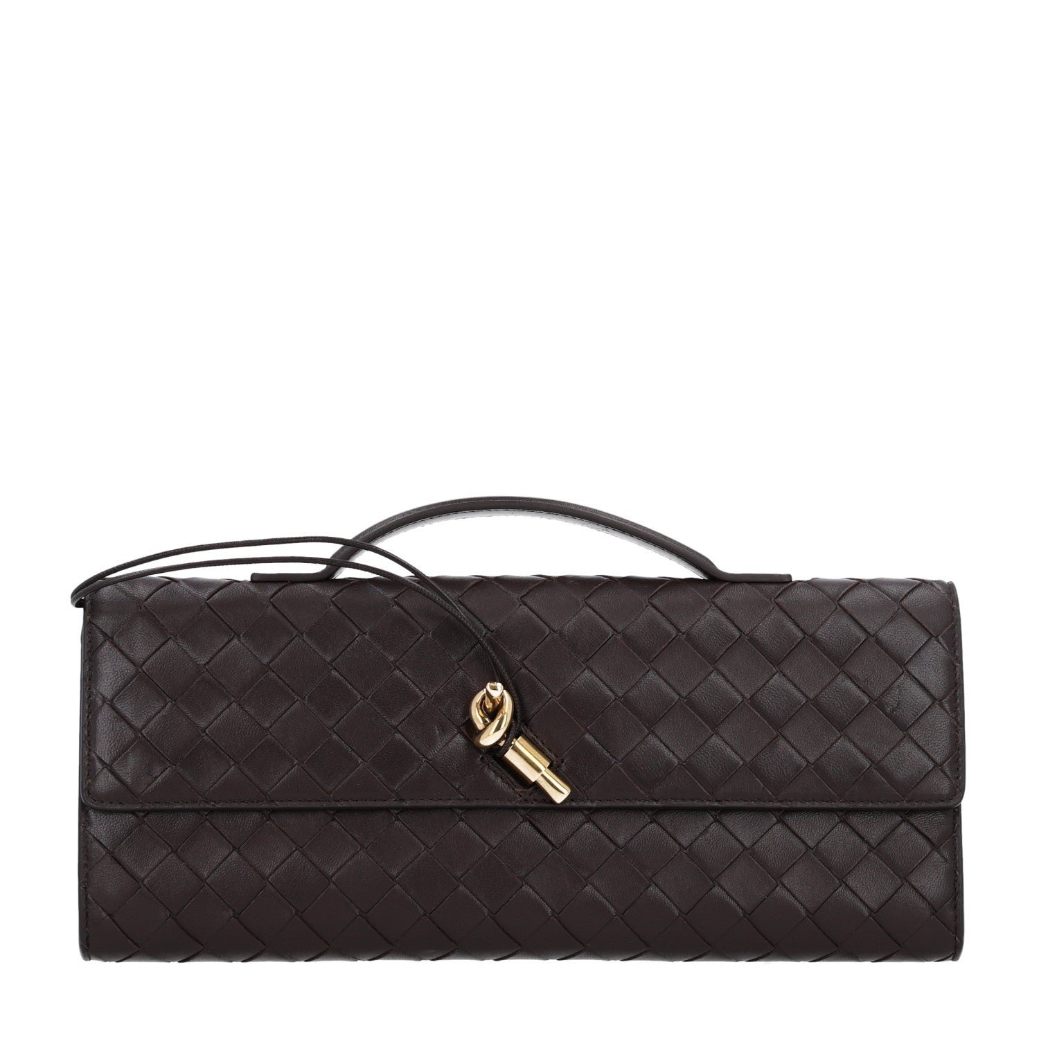 Bottega Veneta Nappa Intrecciato Long Andiamo Top Handle Clutch Fondant