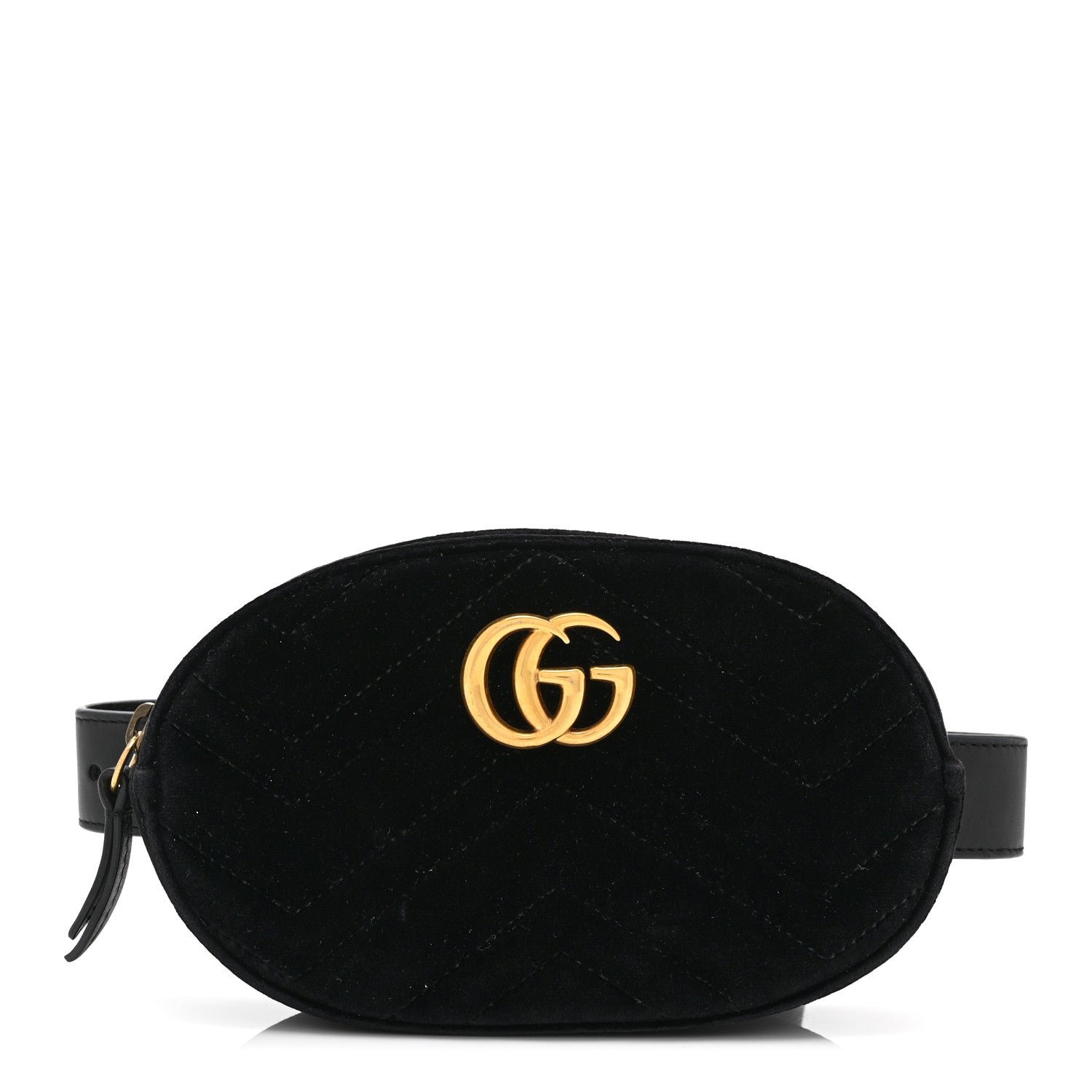 Gucci Velvet Matelasse GG Marmont Belt Bag 85 34 Black