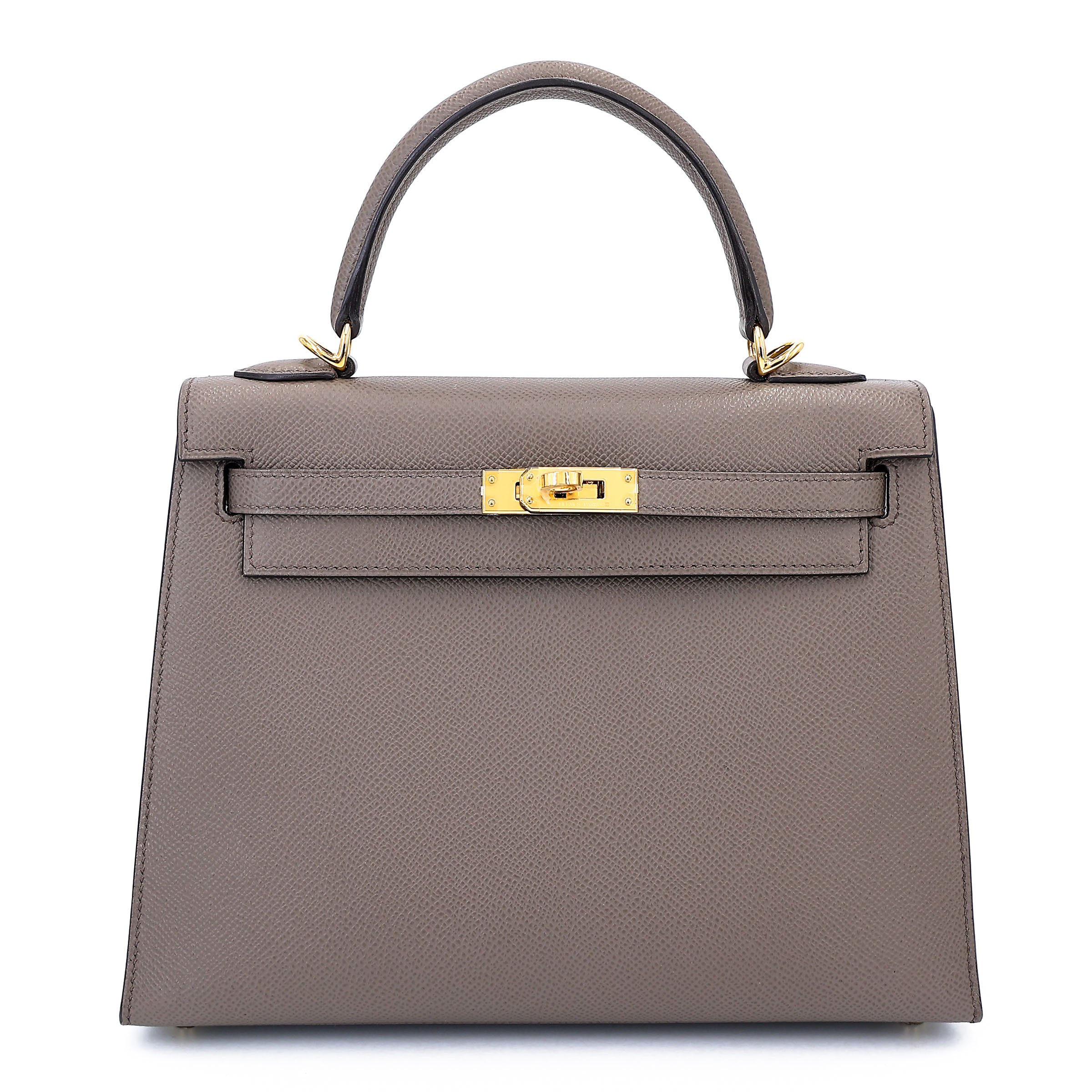 Hermes Brand New ( Rank N ) HERMÈS Kelly 25 Sellier Etain (8F) Epsom Gold hardware K (2025)