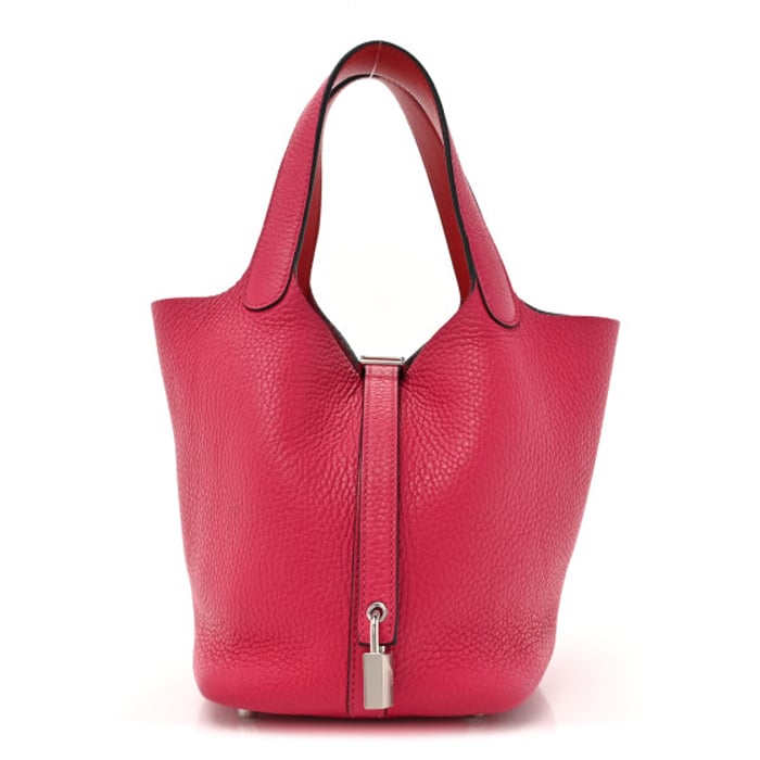 Hermes Taurillon Clemence Swift Eclat Picotin Lock 18 PM Rose Mexico Rouge De Coeur