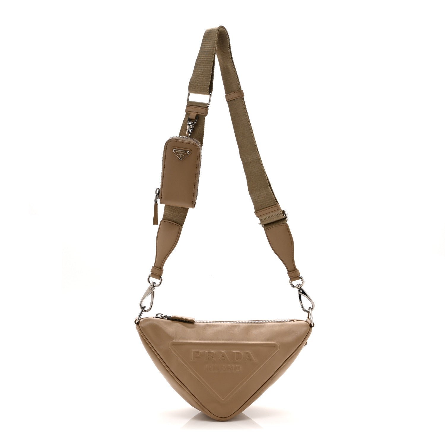 Prada Grace Lux Triangle Shoulder Bag Sabbia