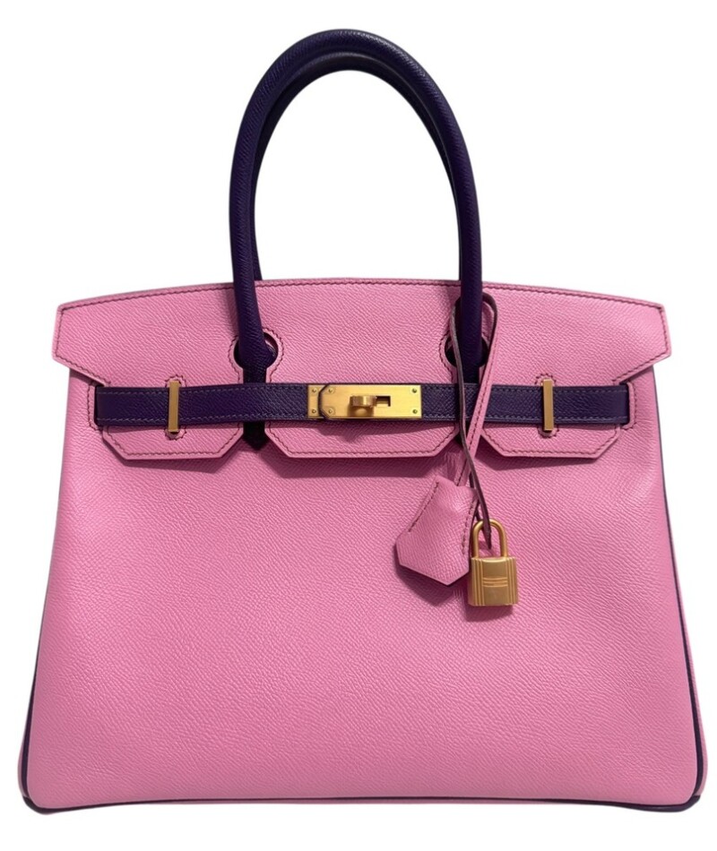 Hermes Bubblegum 5P Pink and Ultraviolet Epsom HSS Birkin 30 Brushed Gold Hardware, 2017