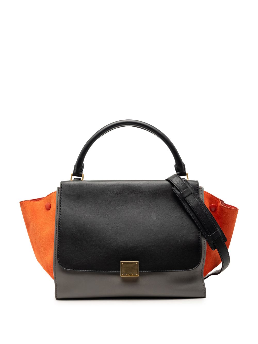 2013 Medium Tricolor Calfskin and Suede Trapeze satchel