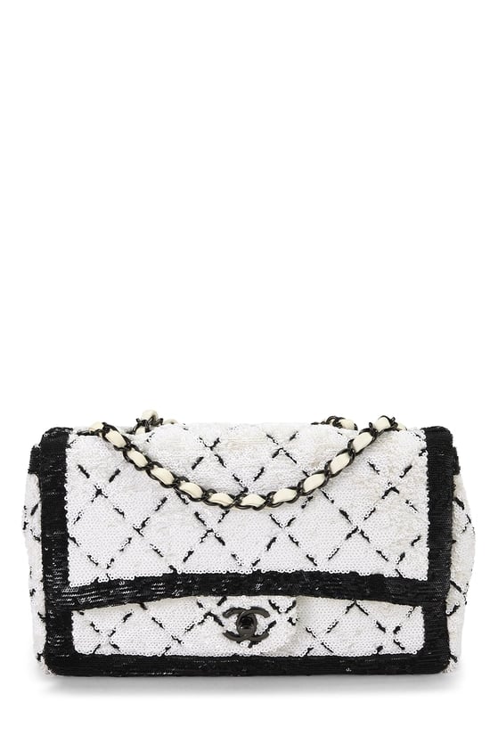 White Sequin Half Flap Medium