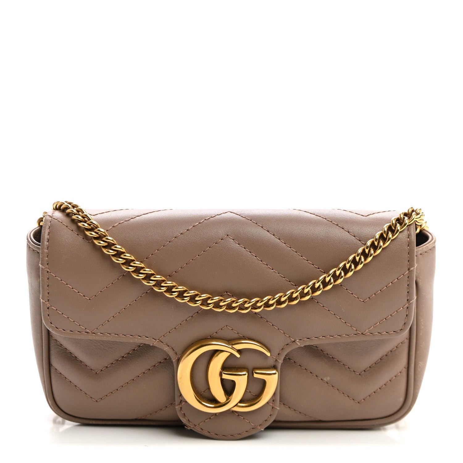 Gucci Calfskin Matelasse Super Mini GG Marmont Shoulder Bag Porcelain Rose