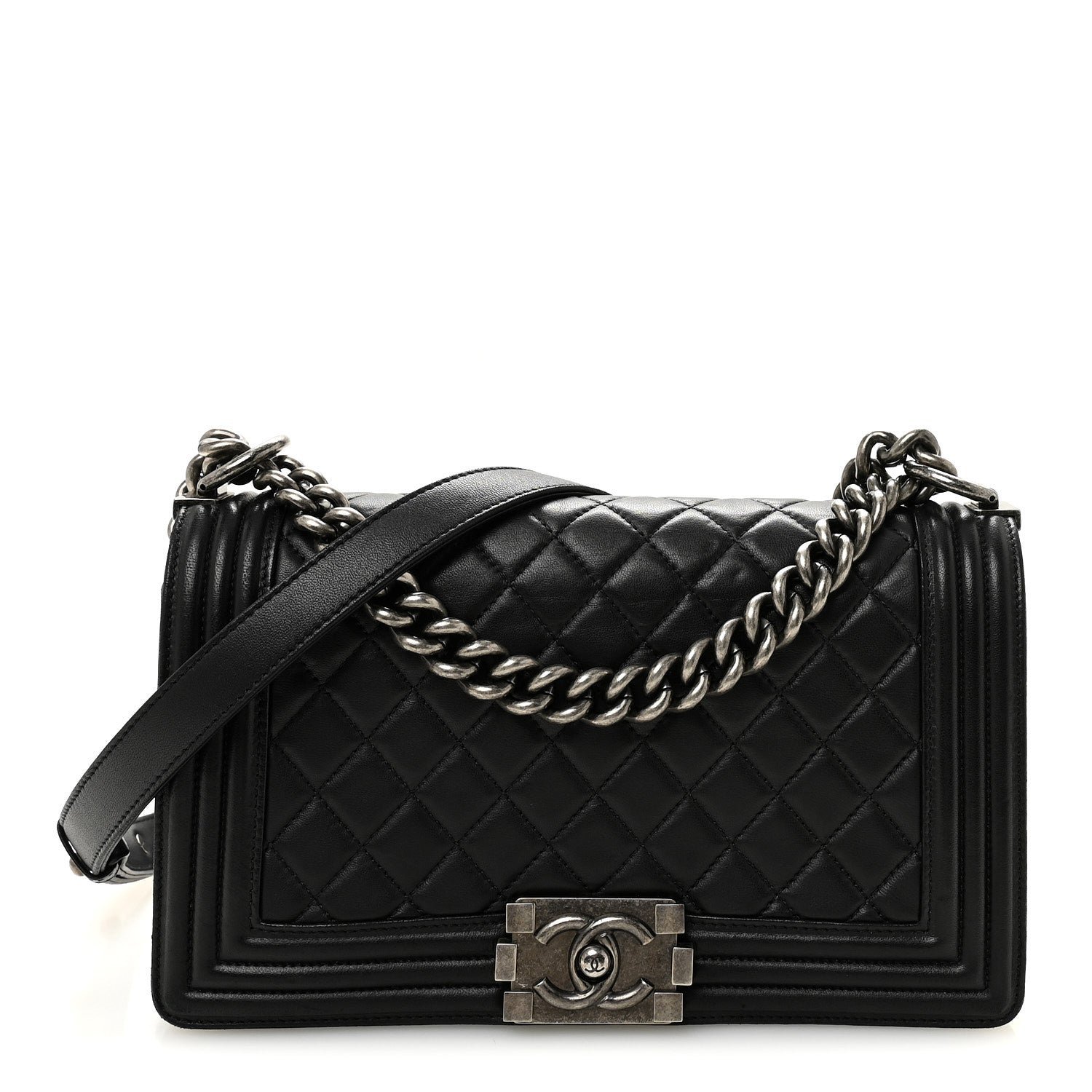 Chanel Lambskin Quilted Medium Boy Flap Black