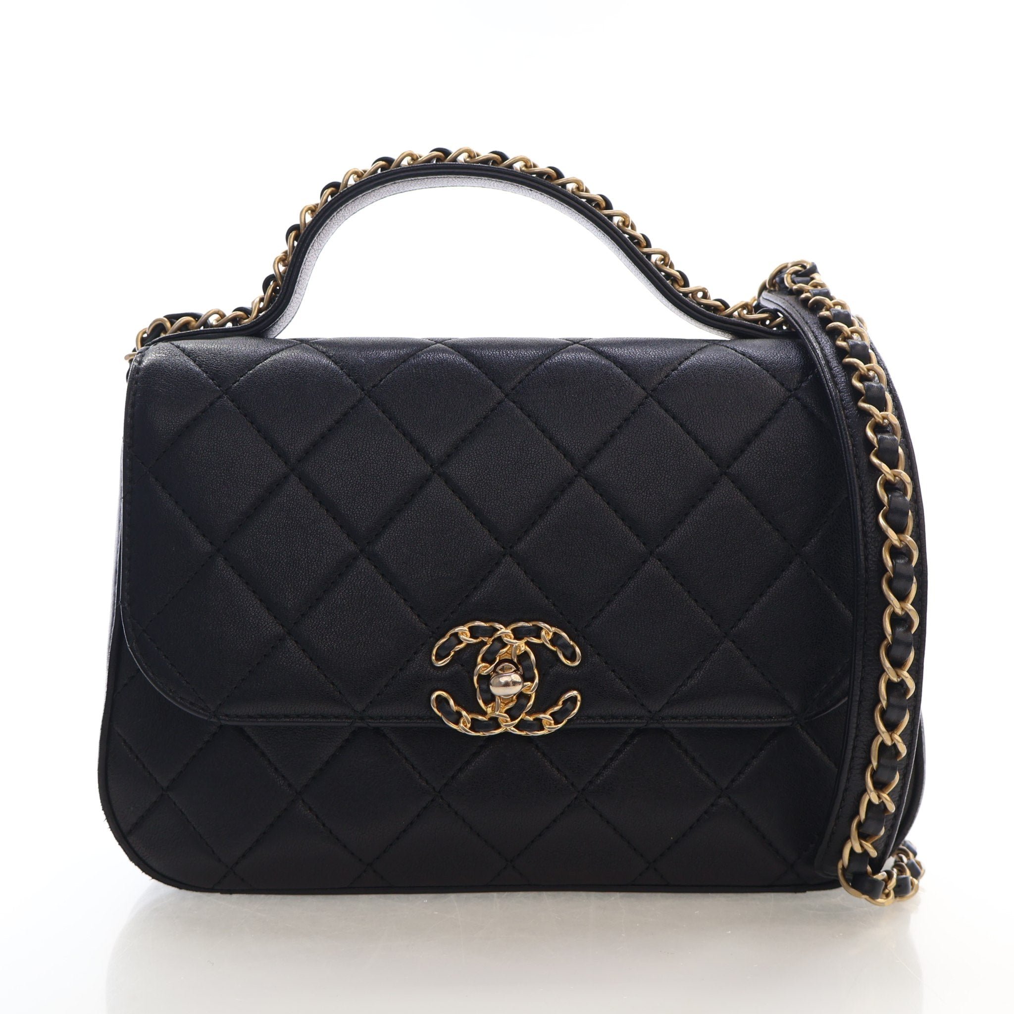 Chanel Medium Calfskin Quilted Chain Infinity Top Handle Flap