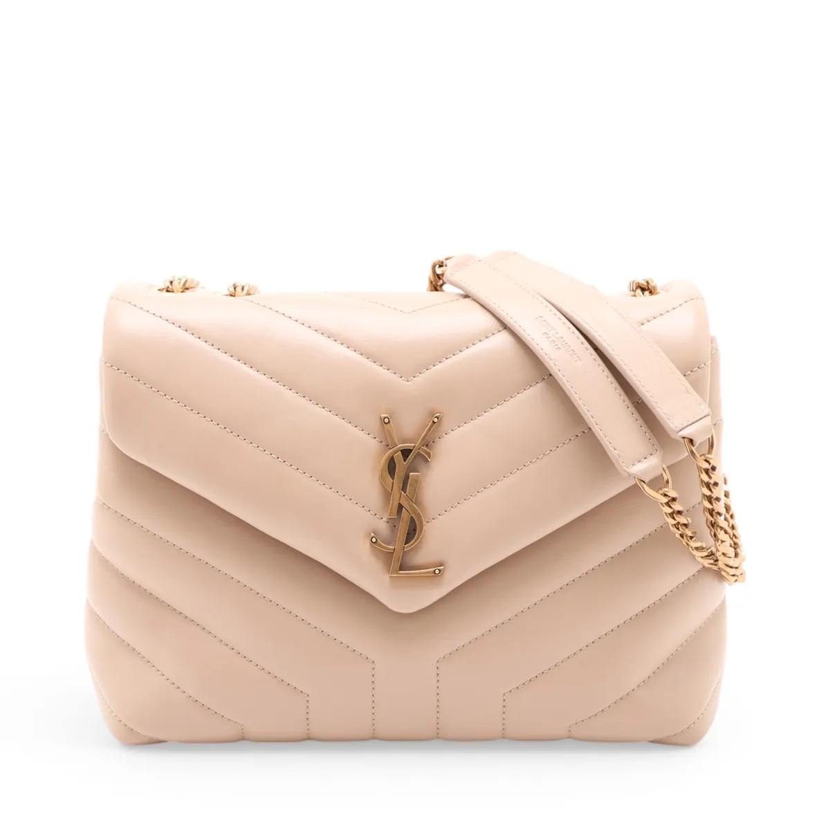 Saint Laurent Paris Lulu 494699 Leather Chain Shoulder Bag Beige