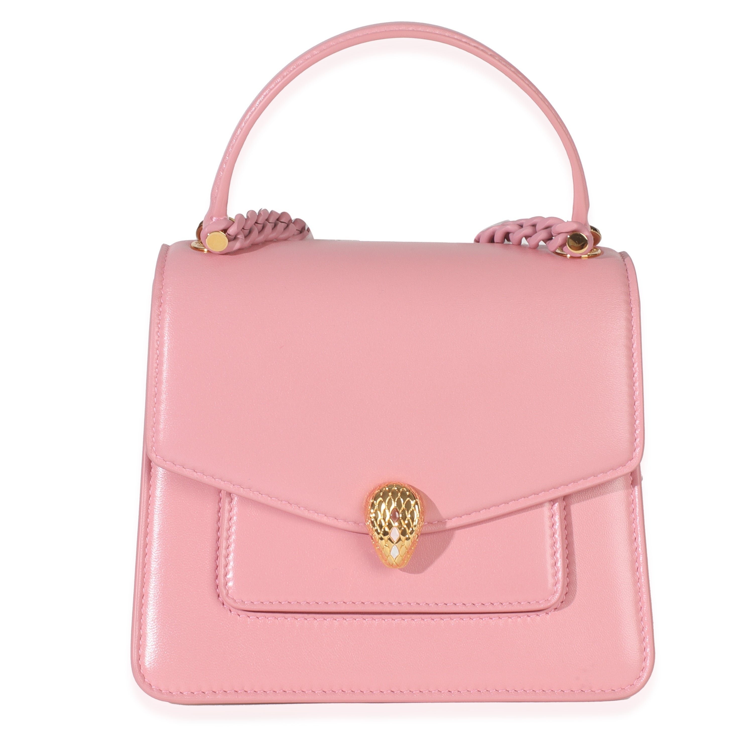 BVLGARI Bvlgari Pink Calfskin Serpenti Forever Top Handle Bag