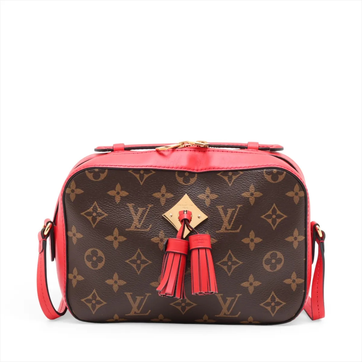Louis Vuitton monogram x leather Saintonge M43556 Brown x red