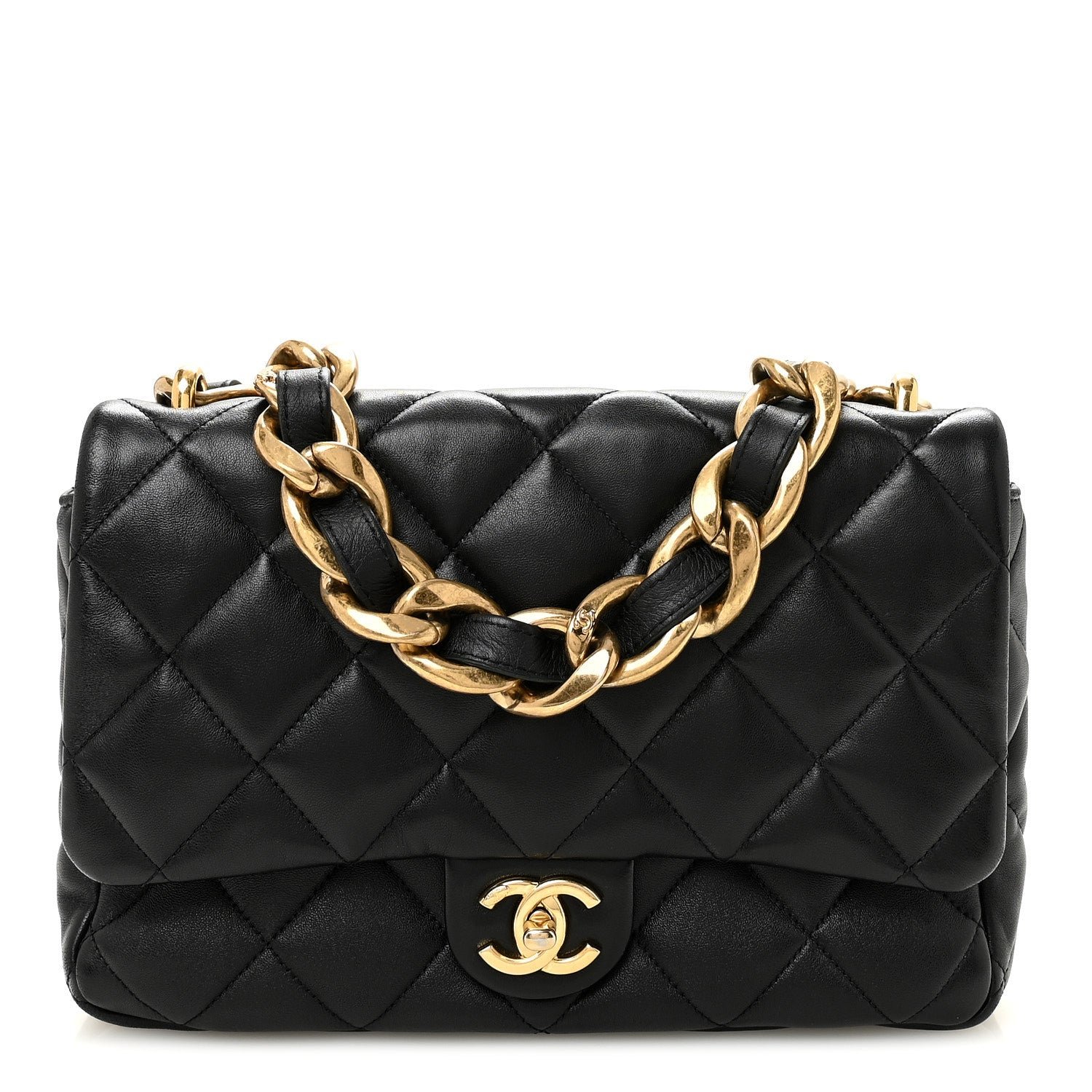 Chanel Lambskin Quilted Large CC Funky Town Flap Black