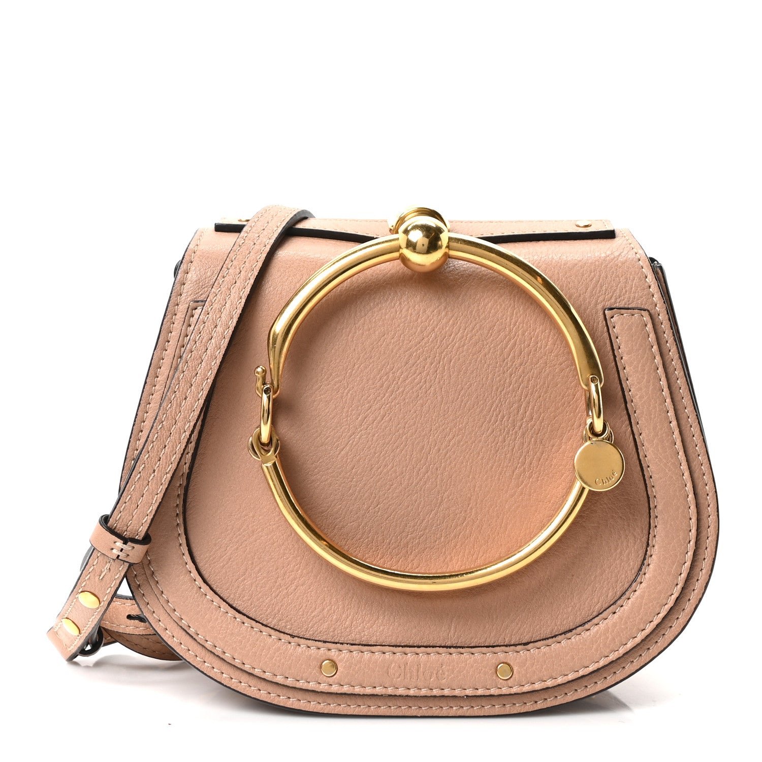 Chloe Calfskin Suede Small Nile Bracelet Bag Biscotti Beige
