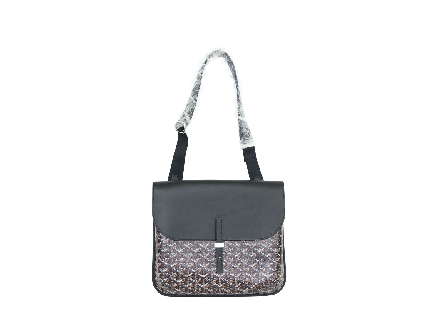 Goyard Coursier Messenger Bag, Black Goyardine Canvas and Leather with Palladium Hardware, New in Box WA001