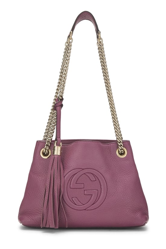 Purple Leather Soho Chain Tote Small