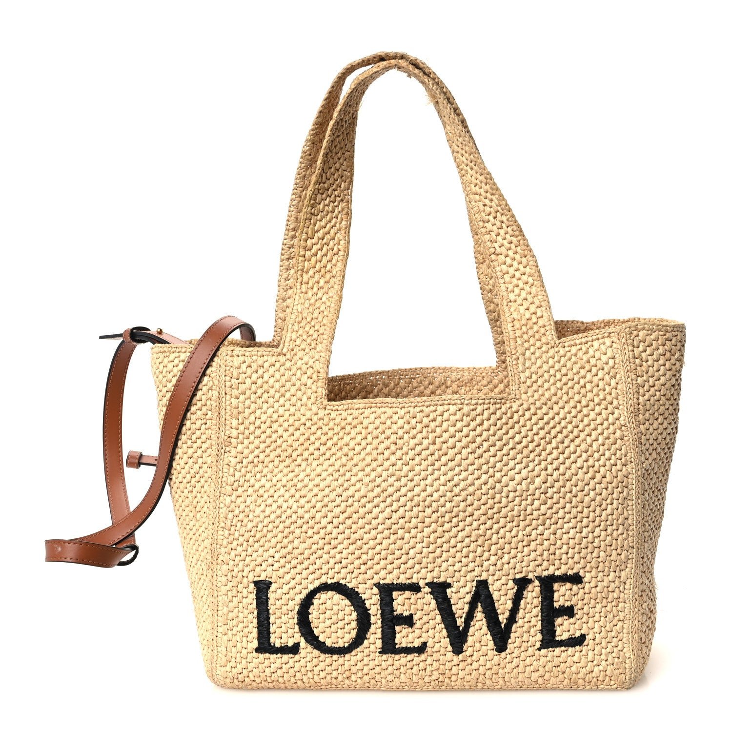 Loewe Raffia Small Paula's Ibiza Logo Tote Natural Tan