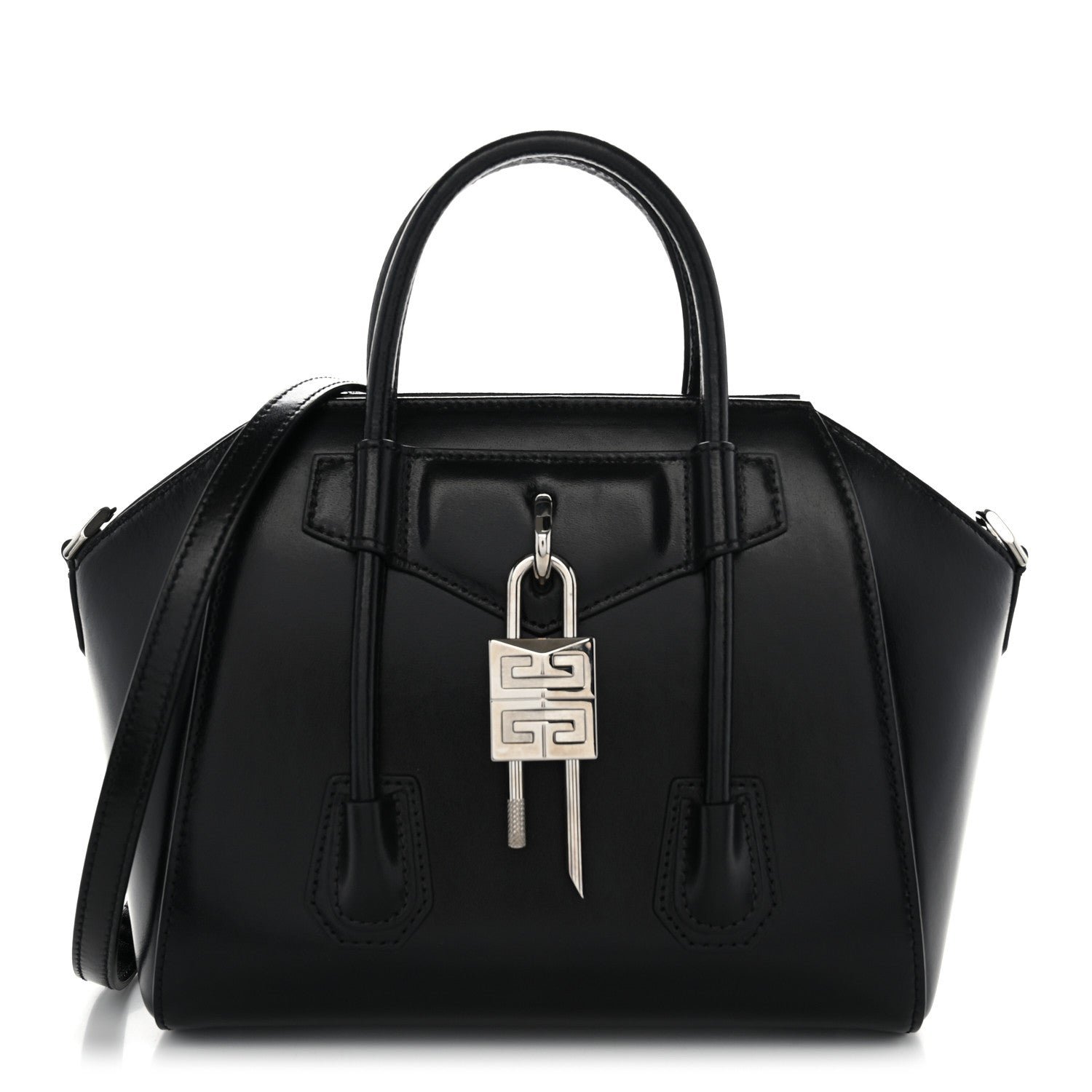 Givenchy Box Calfskin Mini Lock Antigona Shoulder Bag Black