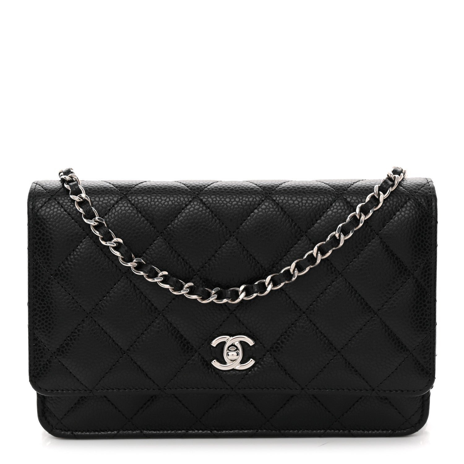Chanel Caviar Quilted CC Turnlock Wallet On Chain WOC Black