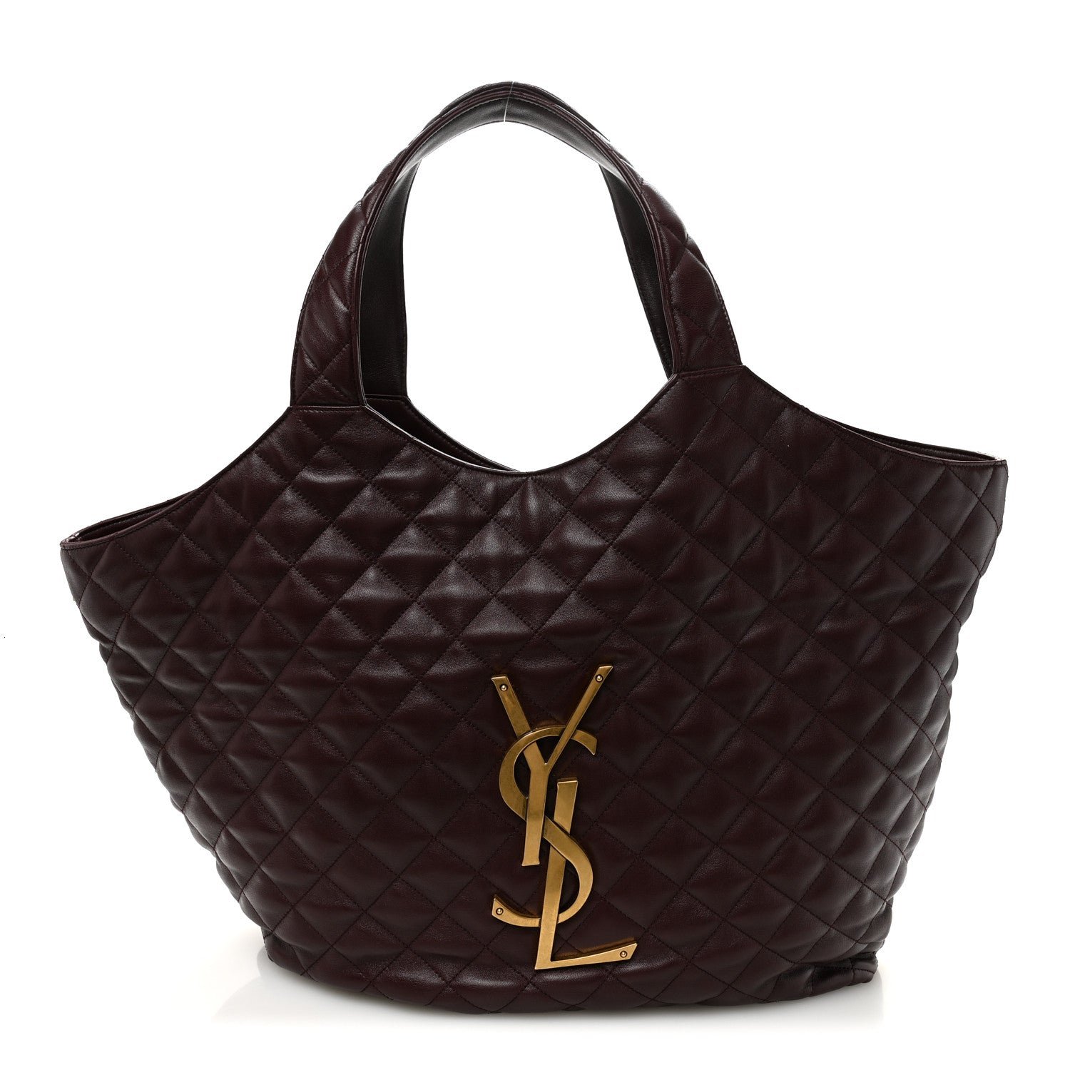 Saint Laurent Lambskin Quilted Maxi Icare Shopping Tote  Rouge Cabernet