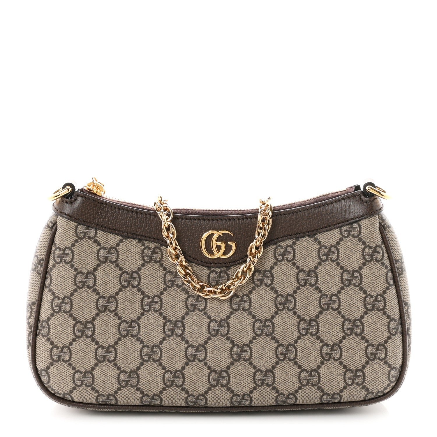 Gucci GG Supreme Monogram Textured Dollar Calfskin Web Small Ophidia GG Handbag Beige Ebony New Acero