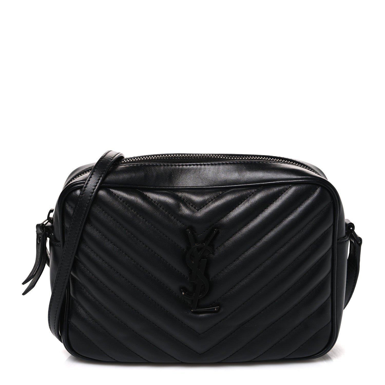 Saint Laurent Calfskin Matelasse Monogram Monochrome Lou Camera Bag Black