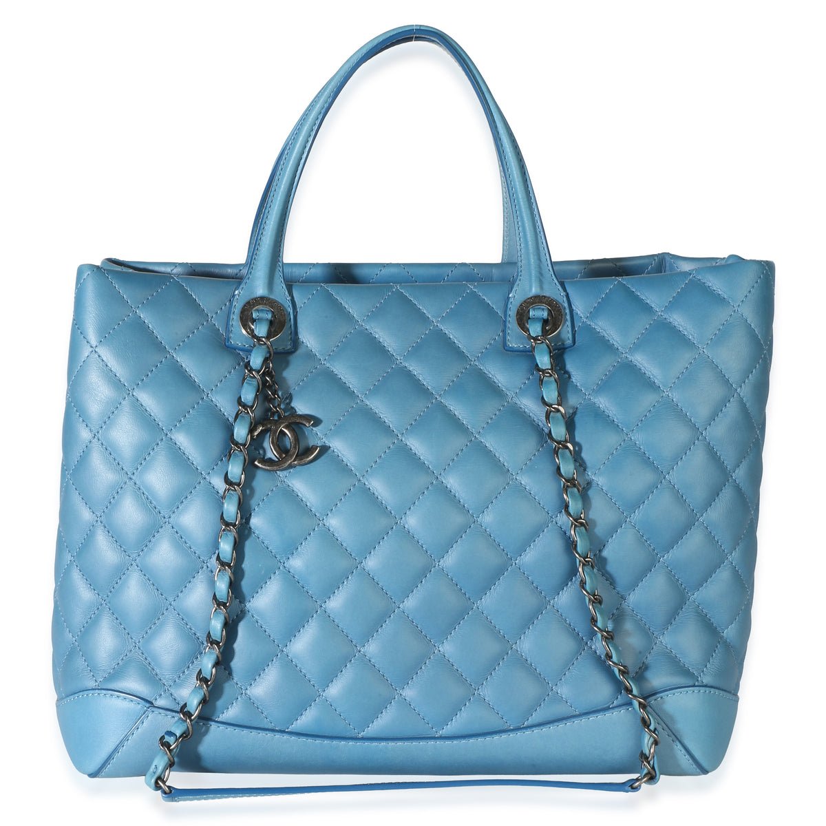 Blue Quilted Calfskin Medium Easy Shopping Tote
