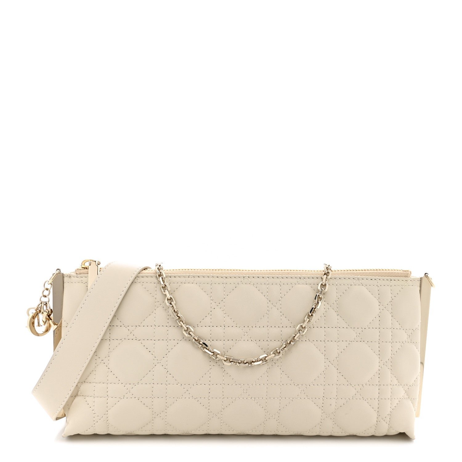 Christian Dior Lambskin Cannage Dior Club Bag  Dusty Ivory
