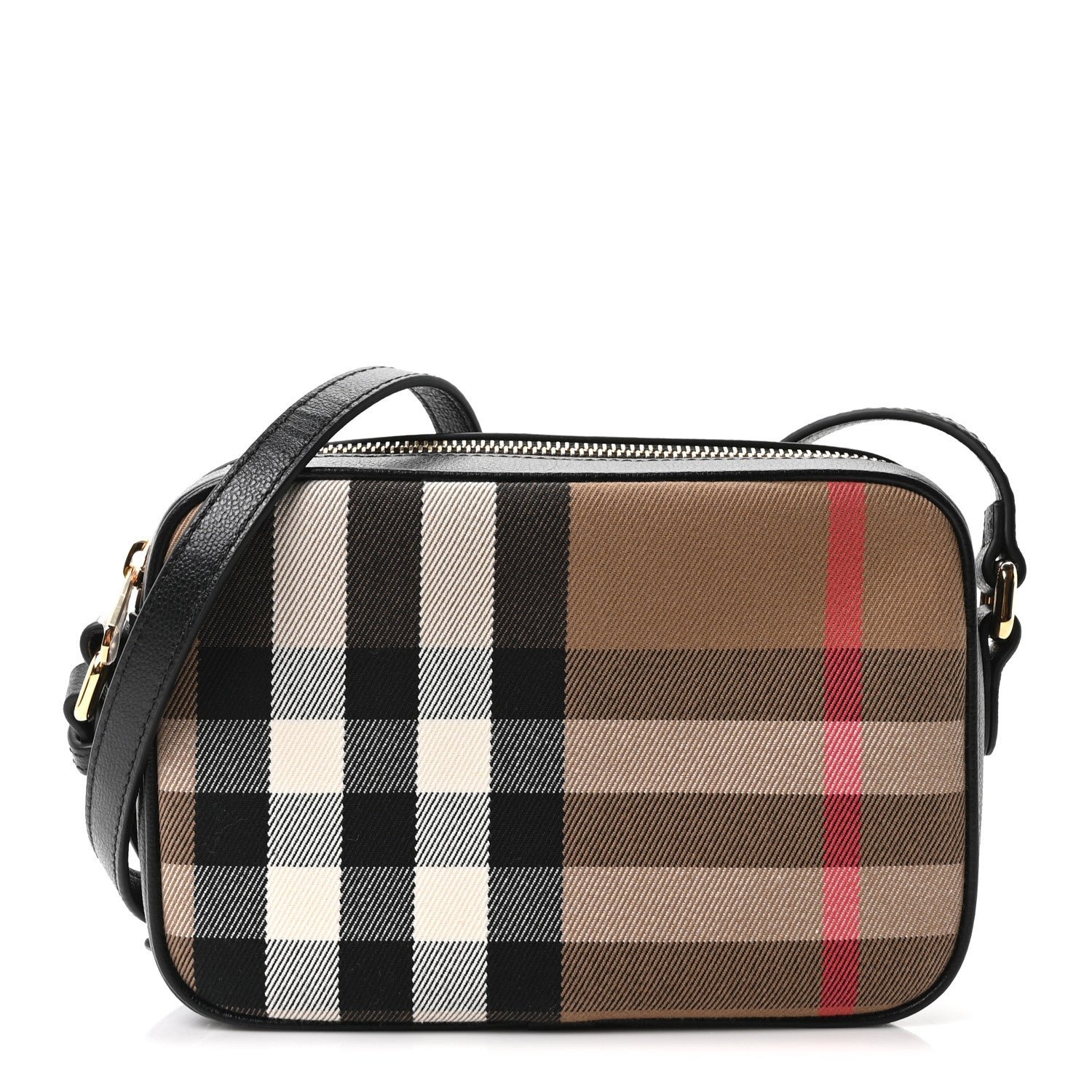 Burberry Giant Check Calfskin Smal Camera Bag Black