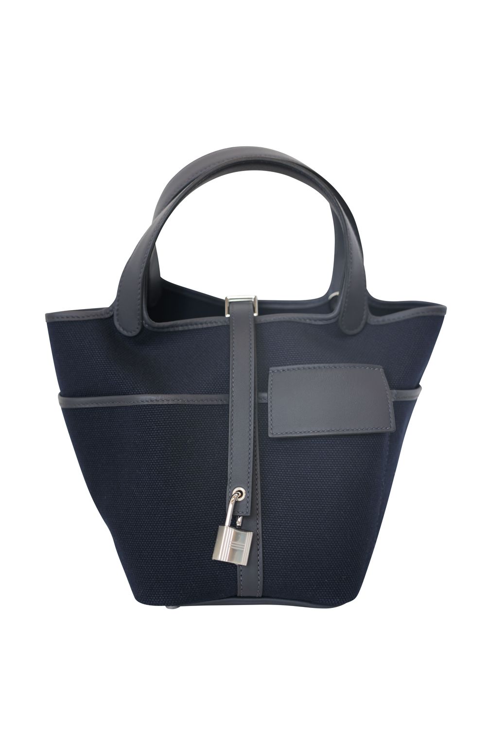 Hermes Picotin 18 Cargo, Blue Marine and Caban Canvas and Swift Leather, G Stamp, Preowned in Box WA001