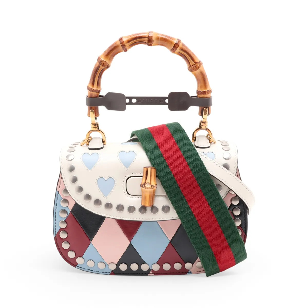 Gucci Bamboo 1947 675797 Leather 2 Way Handbag Multicolor Mirror Included