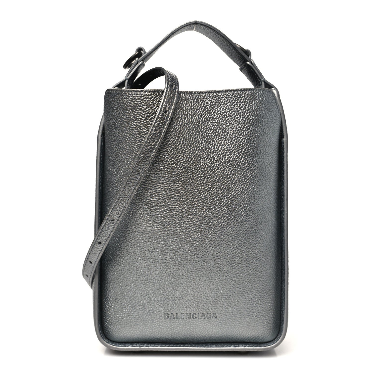 Balenciaga Metallic Calfskin XS Tool 2.0 North-South Tote Silver