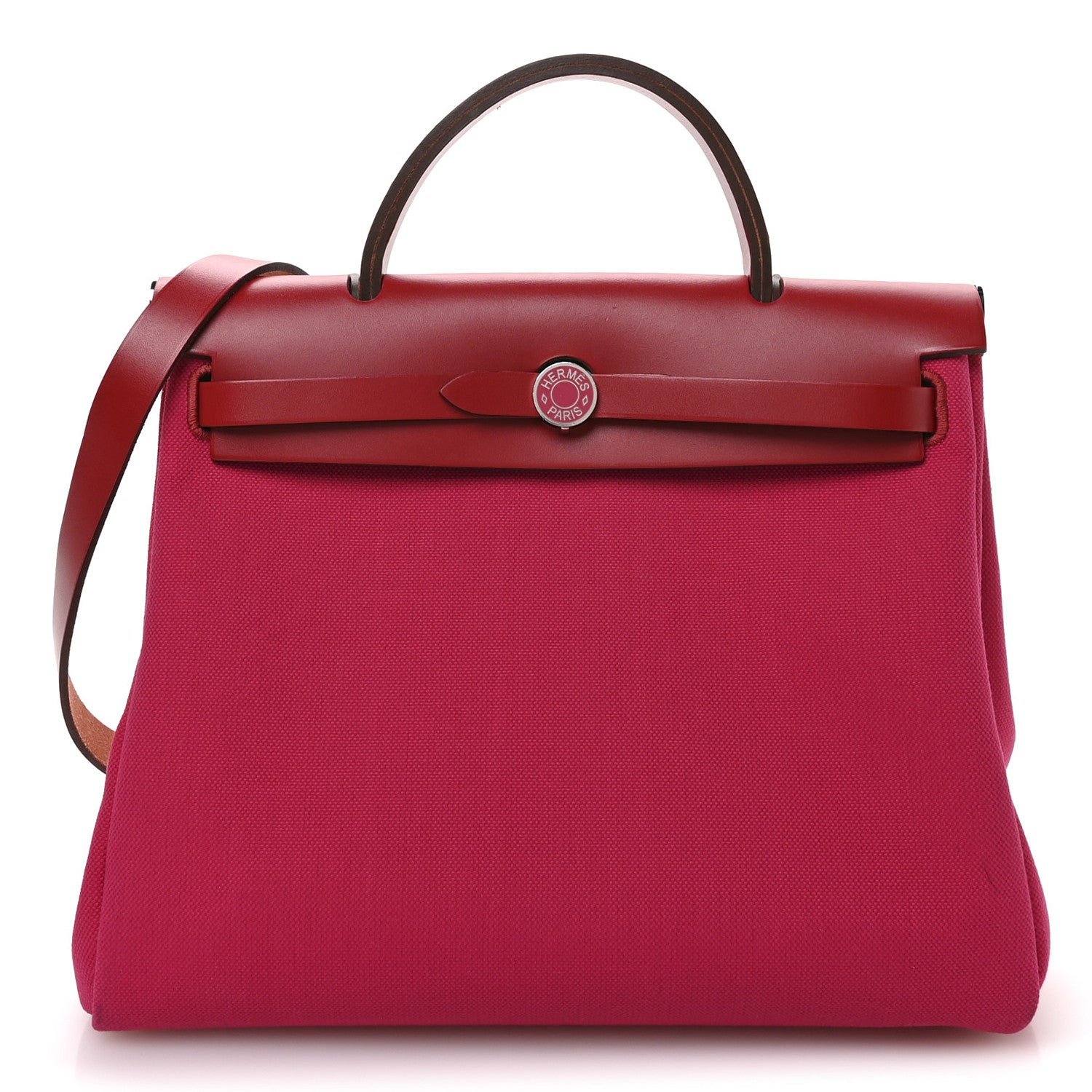 Hermes Toile Militaire Vache Hunter Laque Herbag Zip Retourne 31 PM Rose Mexico Rouge Piment
