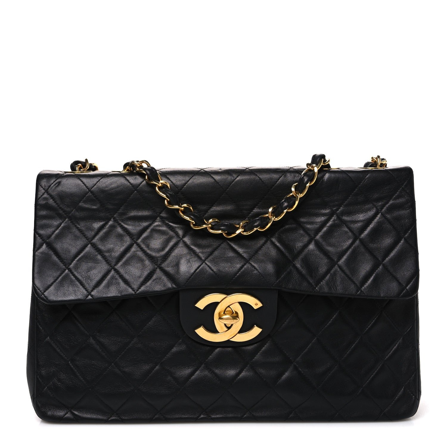 Chanel Lambskin Quilted XL Jumbo Single Flap Black