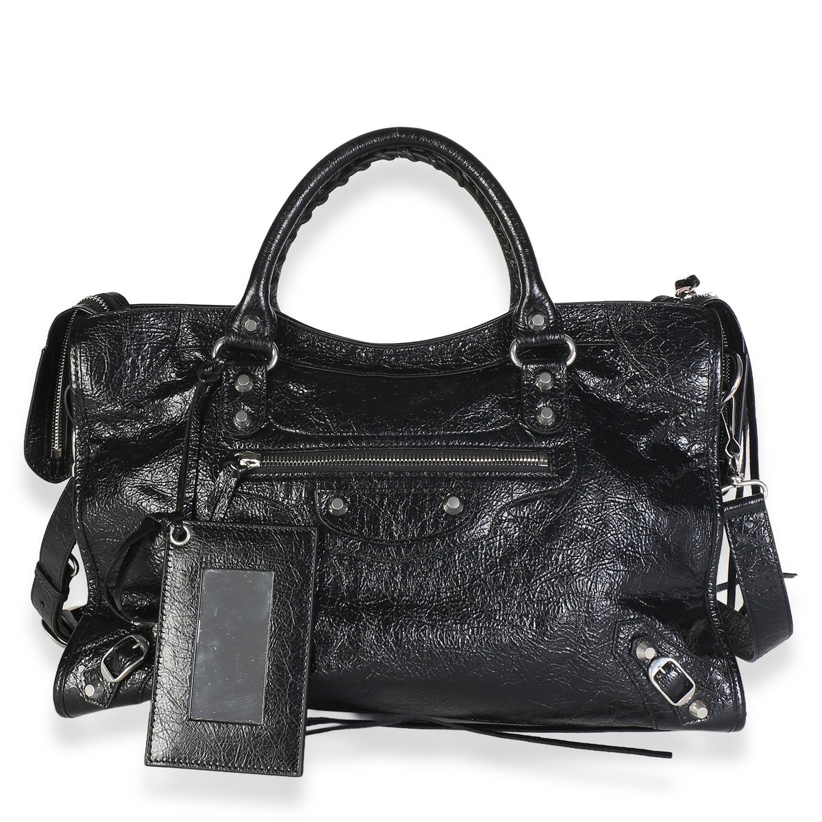 Black Agneau Arena Silver Hardware Medium Le City Bag