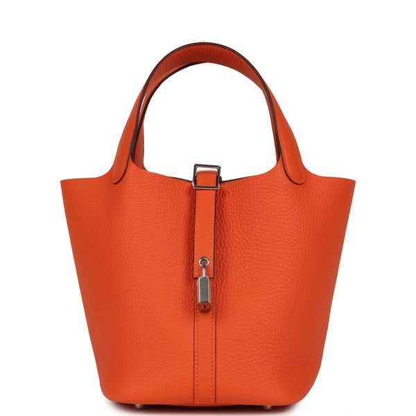 Hermes Hermes Picotin Lock 18 Tangerine Clemence Palladium Hardware