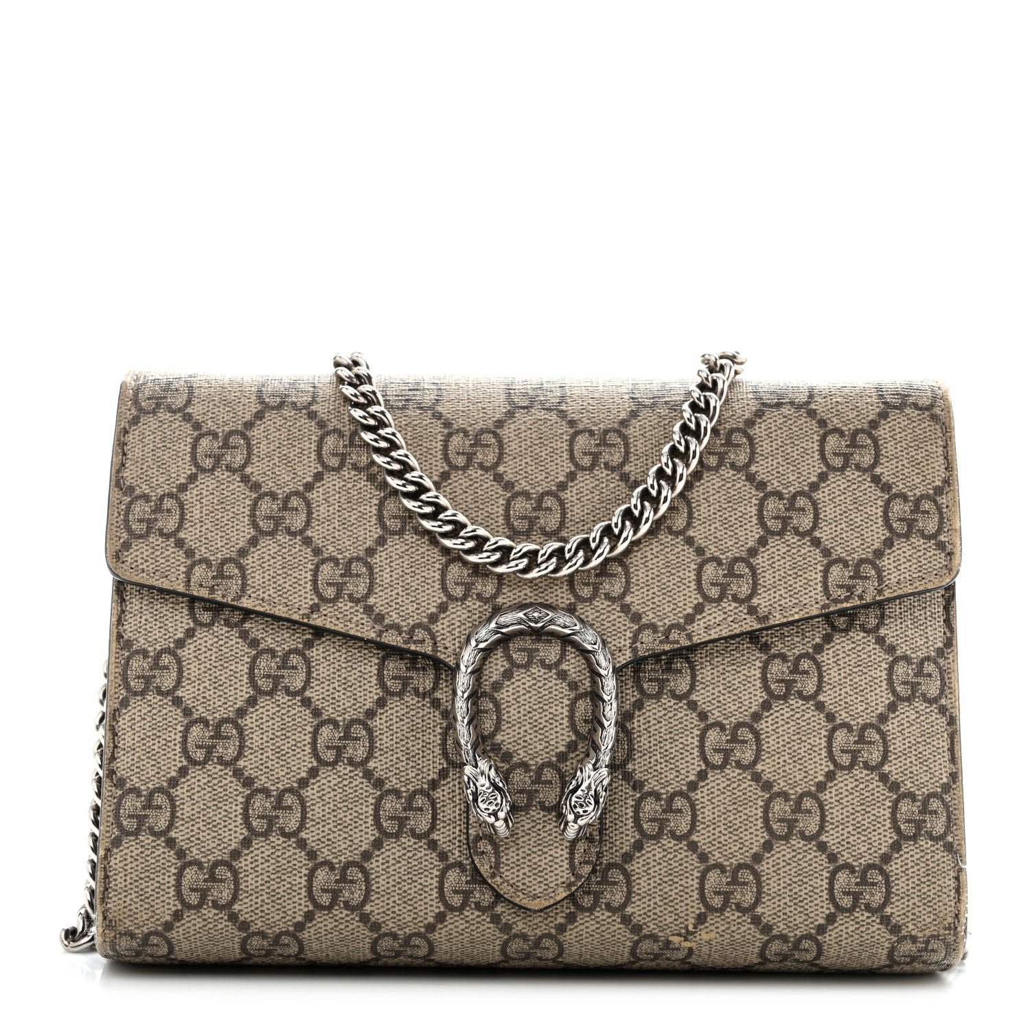 Gucci GG Supreme Monogram Mini Dionysus Chain Wallet Beige Black