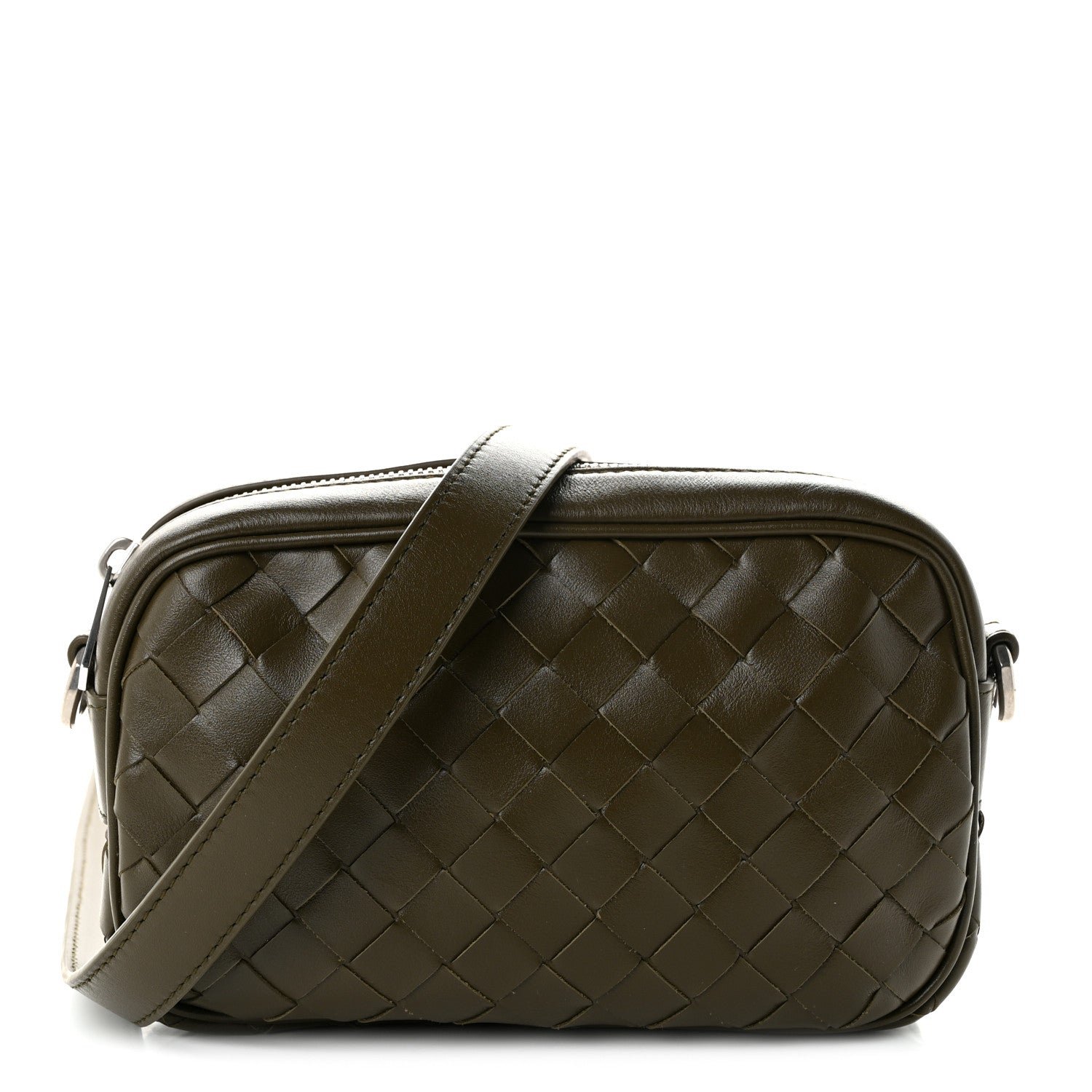 Bottega Veneta Calfskin Intrecciato Small Camera Bag Mud