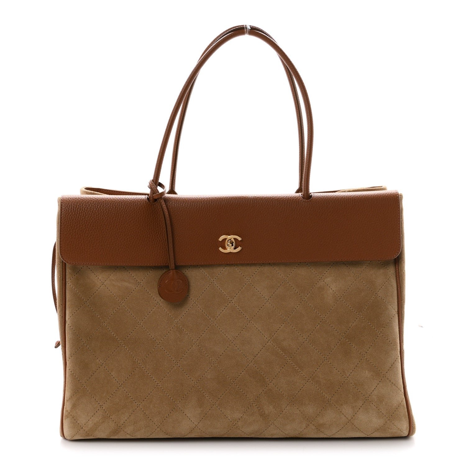 Chanel Grained Calfskin Suede Large Urban Essentials Shopping Bag Dark Beige Camel