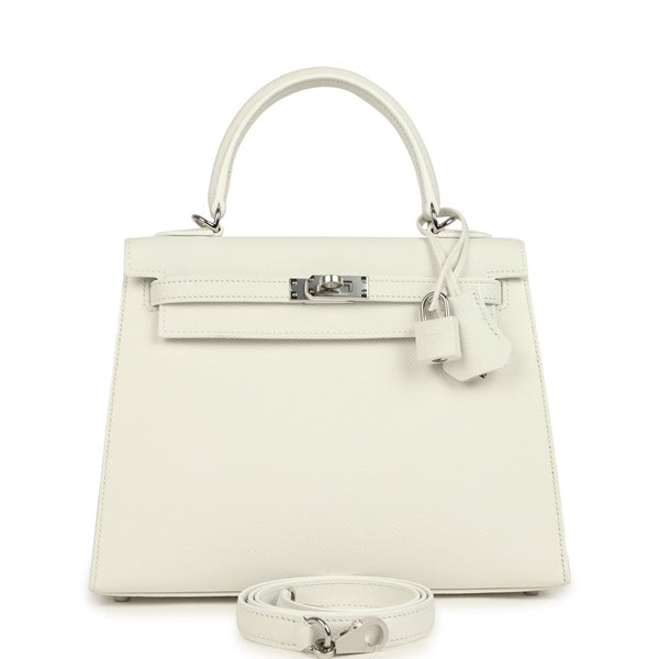 Hermes Hermes Kelly Sellier 25 New White Epsom Palladium Hardware