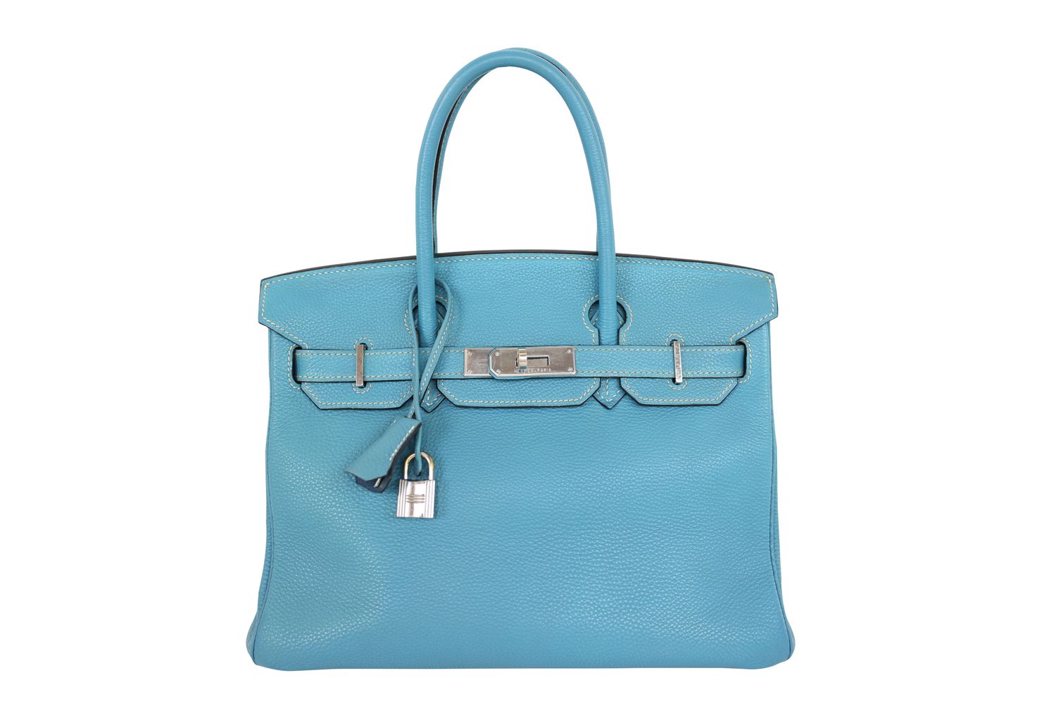 Hermes Hermes Birkin 30 Handbag, Blue Jean Togo Leather and Palladium Hardware, 2005, Preowned in Dustbag WA001